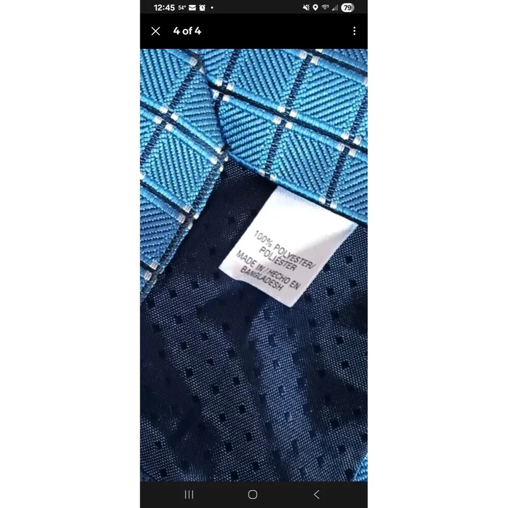 Tie 70s 80s 90s Y2K Mens Classic Blue Check 3.5 Wide 59 Long